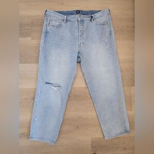 Gap Women Denim Cheeky Straight High Rise Distressed Jeans Light Wash Size 20/35